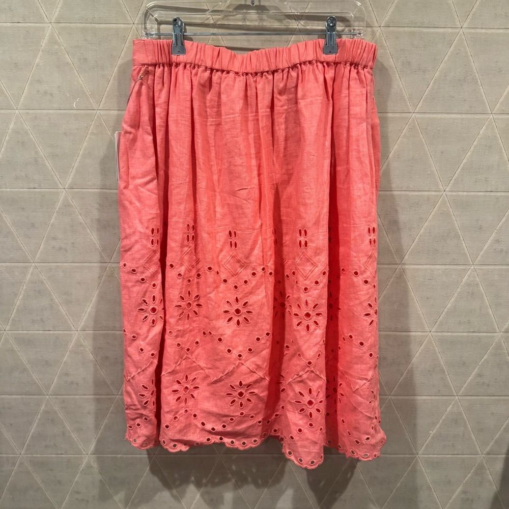 NEW Rachel Parcell eyelet midi linen skirt L - Picture 6 of 7